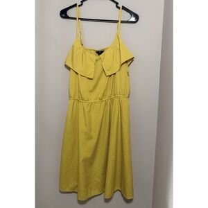 H&M Yellow Sleeveless Ruffle A-Line Knee Length Dress Straps Size 14